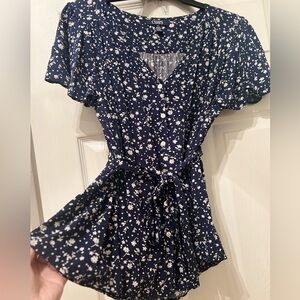 Chaps Navy Floral Women's Top